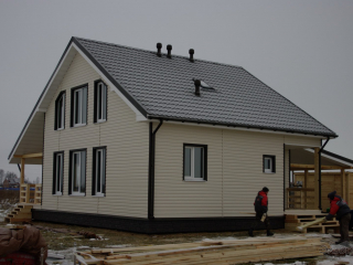 Строительство каркасного дома по проекту КД-004 в п. Низино, Ломоносовского района в комплектации «Под ключ»