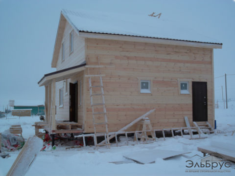 Строительство каркасного дома по проекту ЭльБрус КД-029 в Ломоносовском районе, пос. Кемпелево, ДНП «Южные Высоты»
